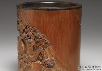 图片[2]-Carved bamboo brush holder depicting a hunting scene, Qing dynasty (1644-1911)-China Archive